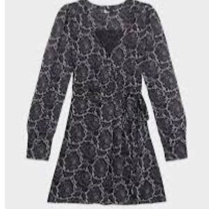 The Kooples Black and White Patterned Long Sleeve Dress